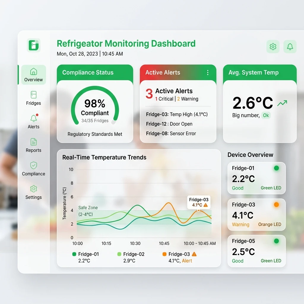 حل مراقبة درجة حرارة الثلاجات Dashboard